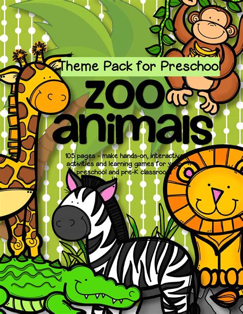 Vocabulary worksheet containing wild animals. ZOO ANIMALS Theme Pack for Preschool
