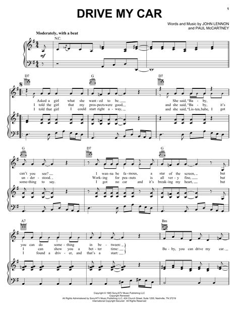 Comment must not exceed 1000 characters. Drive My Car | Sheet Music Direct