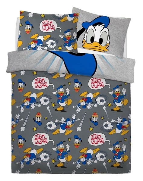 Disney Donald Duck Panel Double Bed Duvet Quilt Cover Set 5056242728443