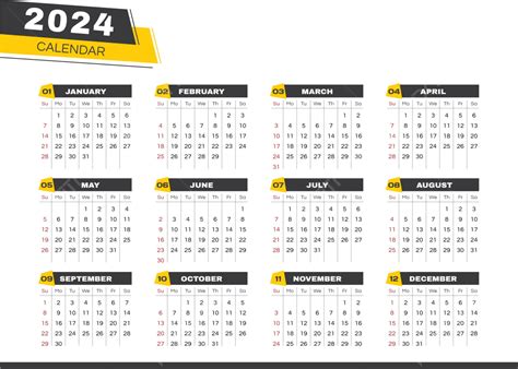 Plantilla De Calendario 2024 Vector Premium