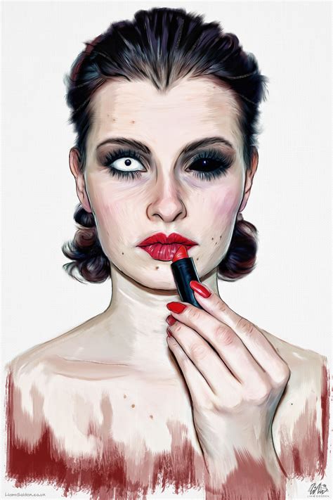 Wallpaper Makeup Artwork Artstation Face Women Eyes Red Lipstick Portrait Simple