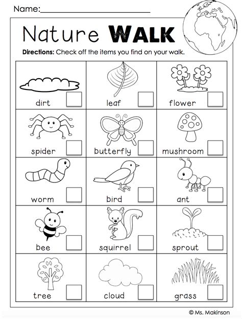 Free Earth Day Printables Nature Walk Scavenger Hunt Kindergarten