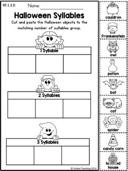 Alphabetizing, beginning sounds, contractions, main idea, pronouns, spelling, short vowel discrimination the big ideas in first grade ela include recognizing letter sounds (phonemic awareness), observing letter patterns, and identifying the basic features of. Halloween Literacy Worksheets (1st Grade) by United Teaching | TpT