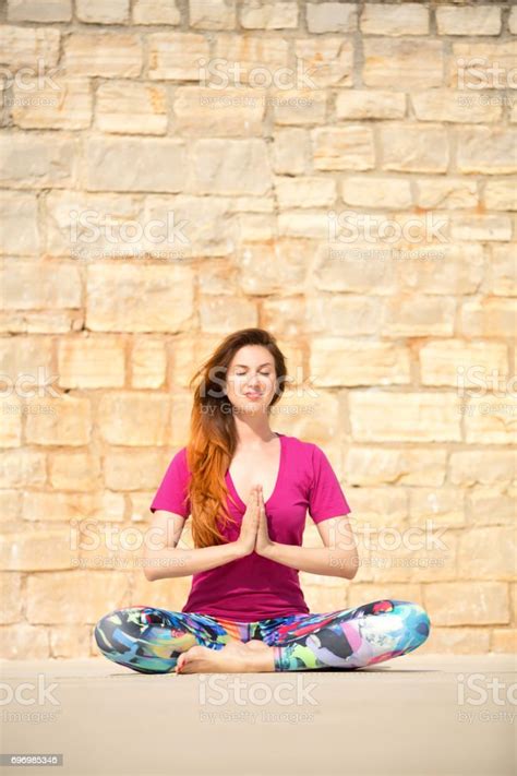 Woman Doing Yoga Exercise Easy Pose Sukhasana Stock Photo Download