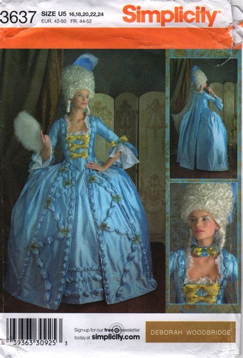 Simplicity 3637 Misses Designer 18th Century Gown Pattern Etsy