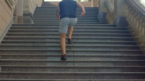 Man Run Up Stairs In Slow Motion Fitness Man Running Upstairs Man Run