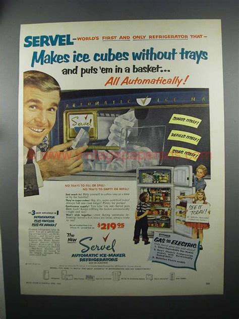 My studies took me to france, fiji, the us, and dubai; 1953 Servel Refrigerator with Automatic Ice-Maker Ad