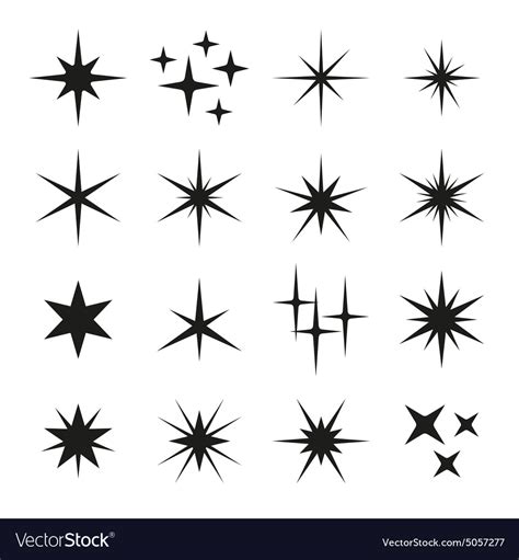 Sparkles Black Template Icons On White Background Vector Image