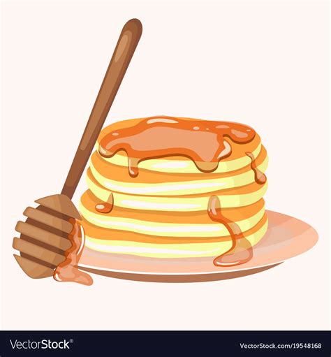 Pancakes With Berries And Honey Icon Cartoon Vector Image