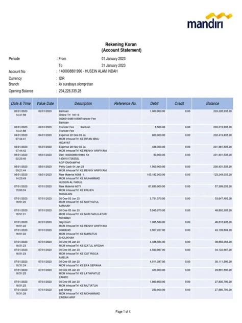 Contoh Rekening Koran Mandiri Untuk Pengajuan Kpr Lamudi