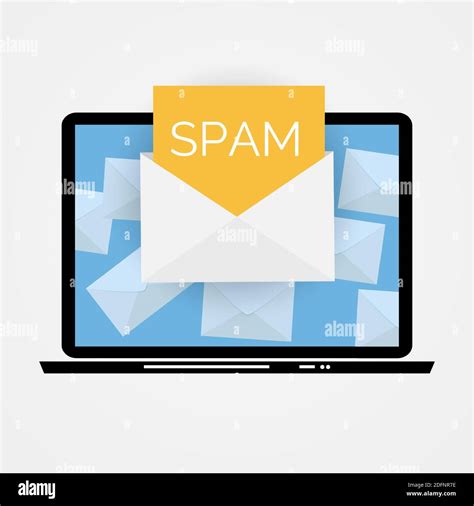 Envelope With Spam Spam Email Warning Window On Laptop Screen Vector Illustration Stock Vector
