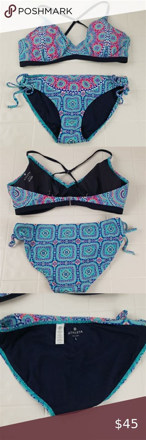 Athleta Size 38ddd Large 2 Pc Bikini Swimsuit Set Swimsuit Set