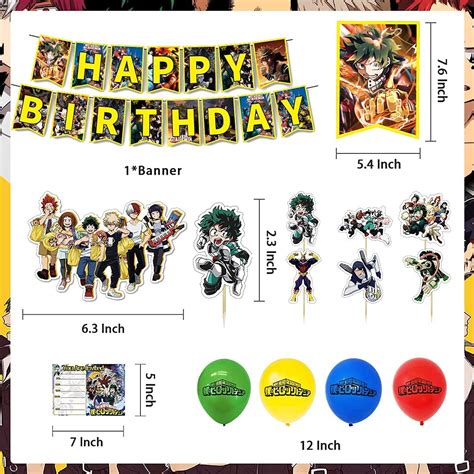 Buy My Hero Academia Party Supplies Birthday Decorations Set Including Balloons Banner Cake