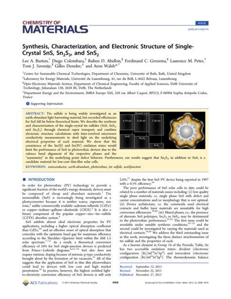 Synthesis Characterization And Electronic Structure Of Single