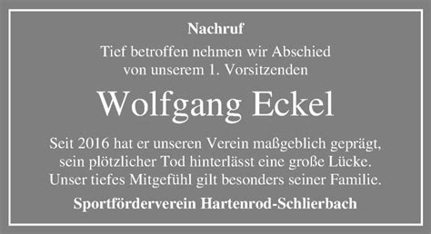 Traueranzeigen Von Wolfgang Eckel Vrm Trauer De