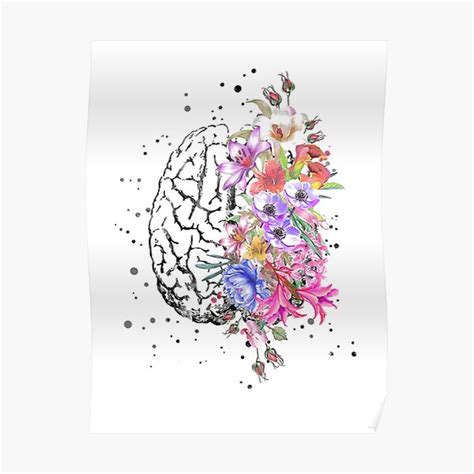 Brain Anatomy Watercolor Brain Flowers Brain Brain With Flowers