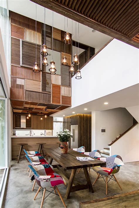 A Patchwork Of Wood Shutters Cover The Wall And Ceiling In This Home