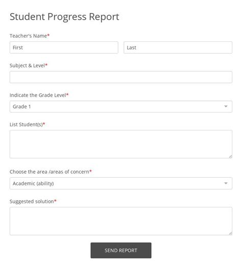 Student Progress Report Form Template 123formbuilder