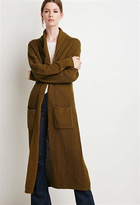 Lyst Forever 21 Contemporary Maxi Cardigan In Brown