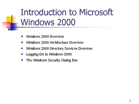 Introduction To Microsoft Windows 2000