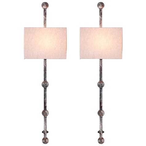 Pair Of Tall Iron Wall Sconces At 1stdibs