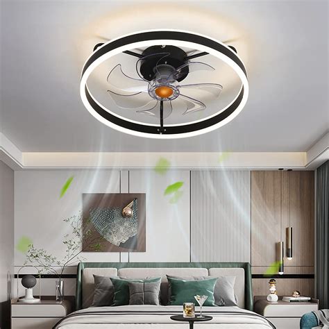Asyko 20 Enclosed Ceiling Fan With Lights Modern Flush Mount Indoor