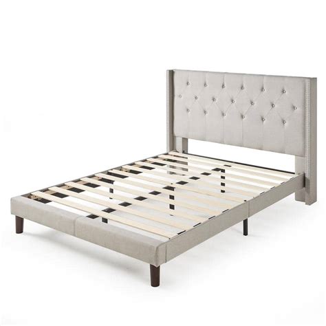 Zinus Annette Light Grey Full Upholstered Platform Bed Frame Fhdw F