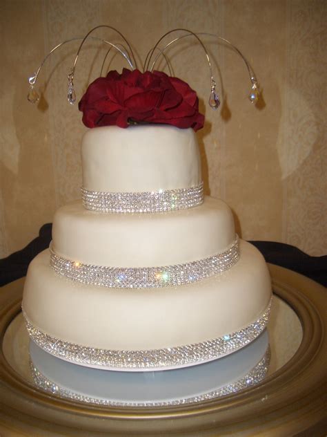 White Fondant~rhinestone Wedding Cake