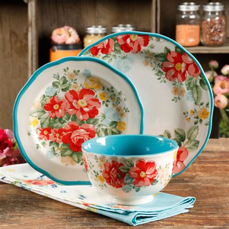 The Pioneer Woman Stoneware Vintage Floral Dinnerware 12 Piece