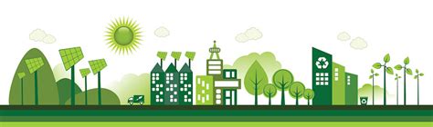 Cartoon Of Green City With Renewable Energy Stock Illustration