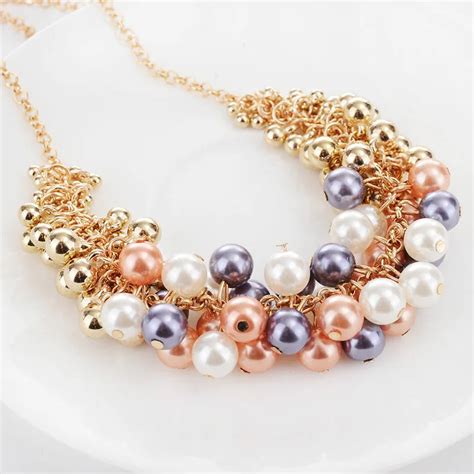 Fashion Simulated Pearl Necklace Jewelry For Women Multi Strand