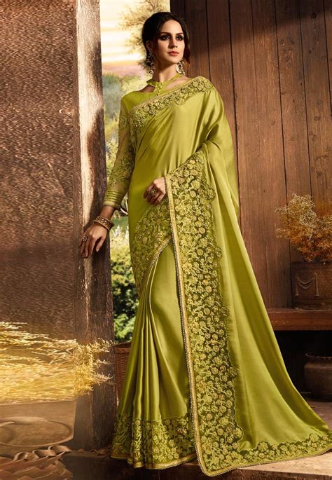 Buy Green Silk Saree With Blouse 168063 With Blouse Online At Lowest Price From Vast Collection