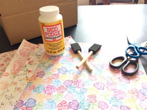How To Cover A Cardboard Box With Scrapbook Paper Decoupage Box Diy