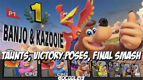 Banjo And Kazooie All Taunts Final Smash And Victory Poses Super Smash