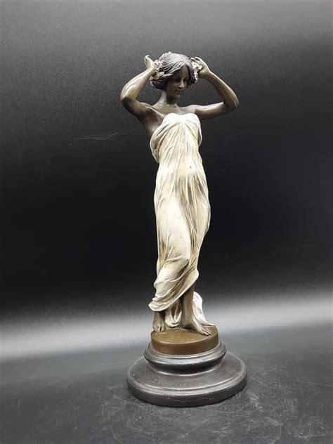 34cm Statua In Bronzo Lady Su Marmo Fatta A Mano Bronzo Catawiki