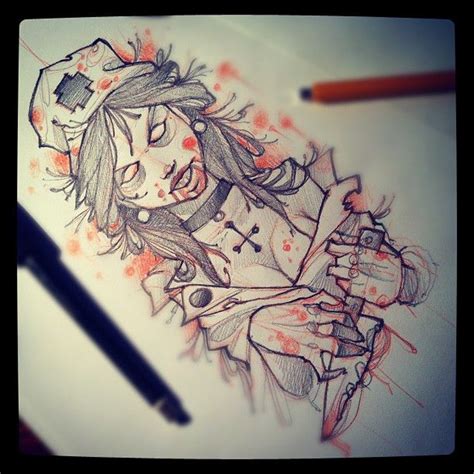 Tattoo Sketch Zombie Girl Zombie Girl Tattoos Zombie Tattoo