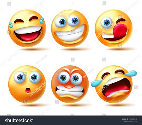 Emoticon Character Vector Set Emojis 3d Stock Vektor Royaltyfri