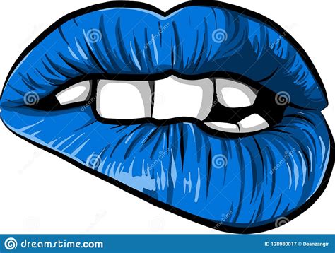 Blue Lips On White Background Vector 90282763