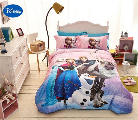Disney Cartoon Frozen Elsa Anna Kristoff Print Bedding For Girls