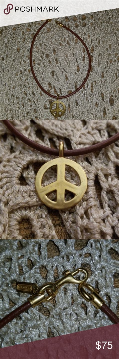 Coach Peace Sign Choker Necklace Coach Choker Necklace With Gold Peace