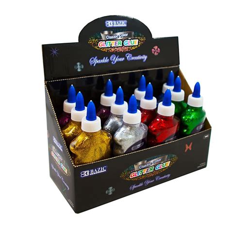 Bazic Liquid Glitter Glue Asstd Colors 12 Bottles 200 Ml Each