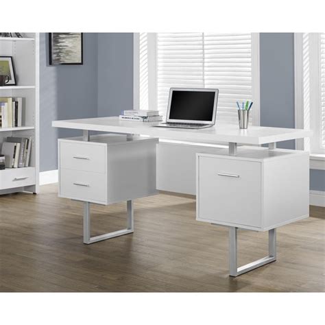 White desks have become increasingly popular in recent years, as offices and homes embrace a clean and modern style. White Hollow-core Silver Metal 60-inch Office Desk - Free ...