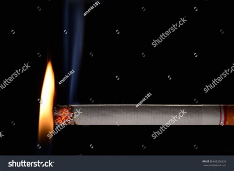 Cigarette Being Lit By Small Flame Stock Photo 666226228 Shutterstock