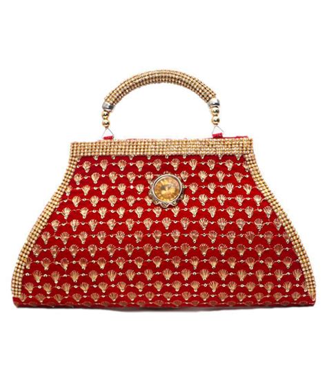 Buy Geetu Ladies Bag Red Fabric Handheld At Best Prices In India Snapdeal