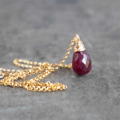 Ruby Birthstone Drop Pendant Necklace Craft Minute