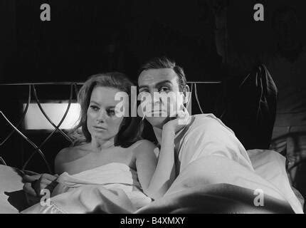 Film Thunderball Sean Connery And Luciana Paluzzi Filming Bed Stock Photo Royalty Free