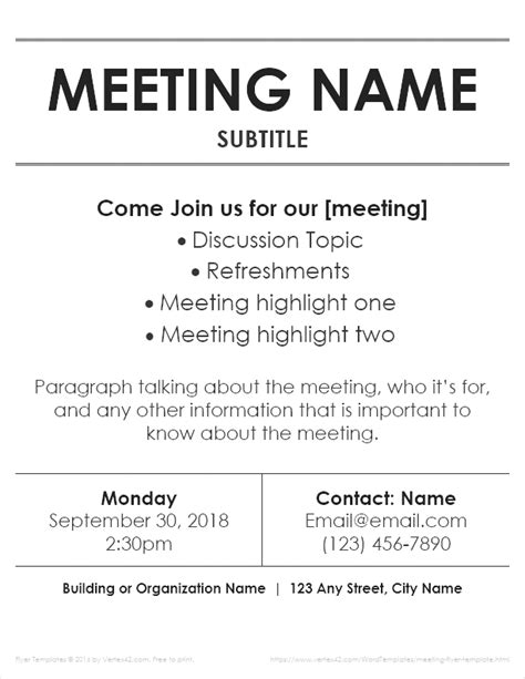 Meeting Flyer Template By Email Flyer Template Flyer Template Event Flyer Templates