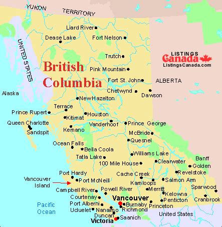 British Columbia Map - Listings Canada