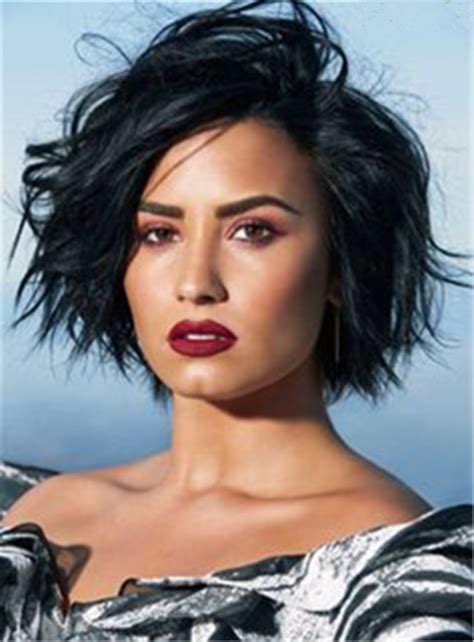 Demi Lovato Short Pixie Hairstyle Straight Human Hairs Lace Front Cap