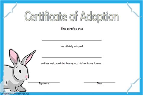 6 Rabbit Adoption Certificate Template Free Printable Designs